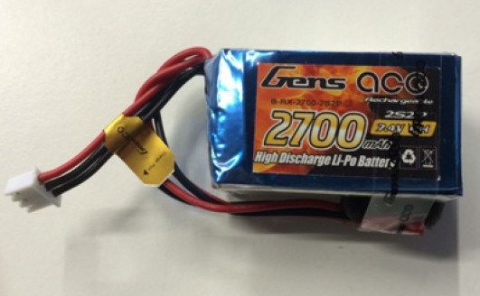 Gens Ace 2S1P 2700mAh 7.4v 3C Lipo TX/RX